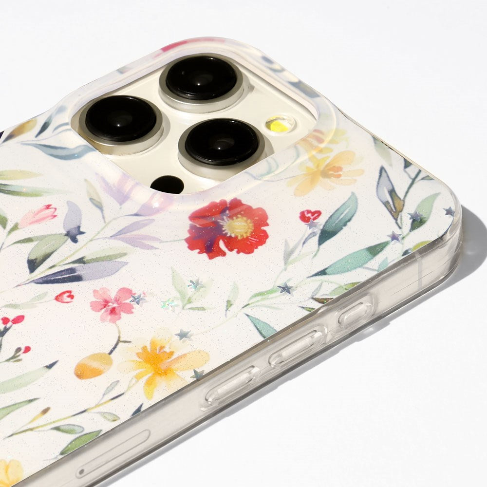 iPhone 16 Pro TFO Glow Glam Deksel - Hvit / Blomster