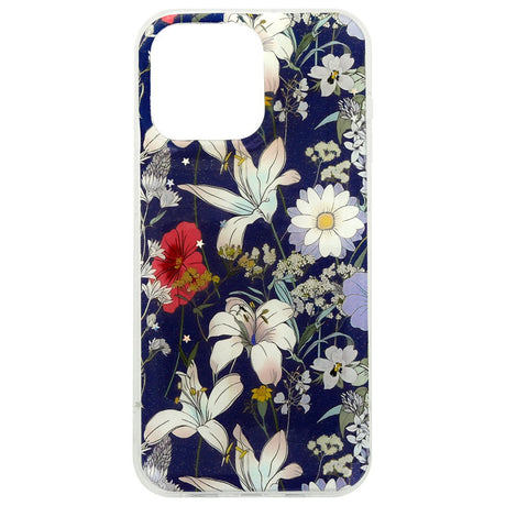 iPhone 17 Pro TFO Glow Glam Deksel - Blå / Blomster