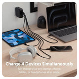 Targus HyperJuice 70W Reise­lader m. 1x USB-A & 2x USB-C - inkl. 4x Adapterplugger - Svart