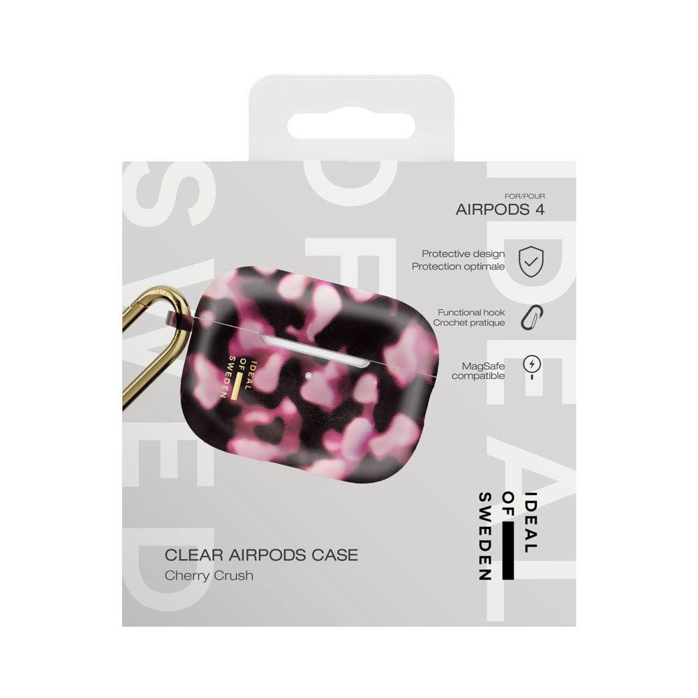 iDeal of Sweden AirPods (4. Gen.) Clear Case med Karabinkrok - Cherry Crush