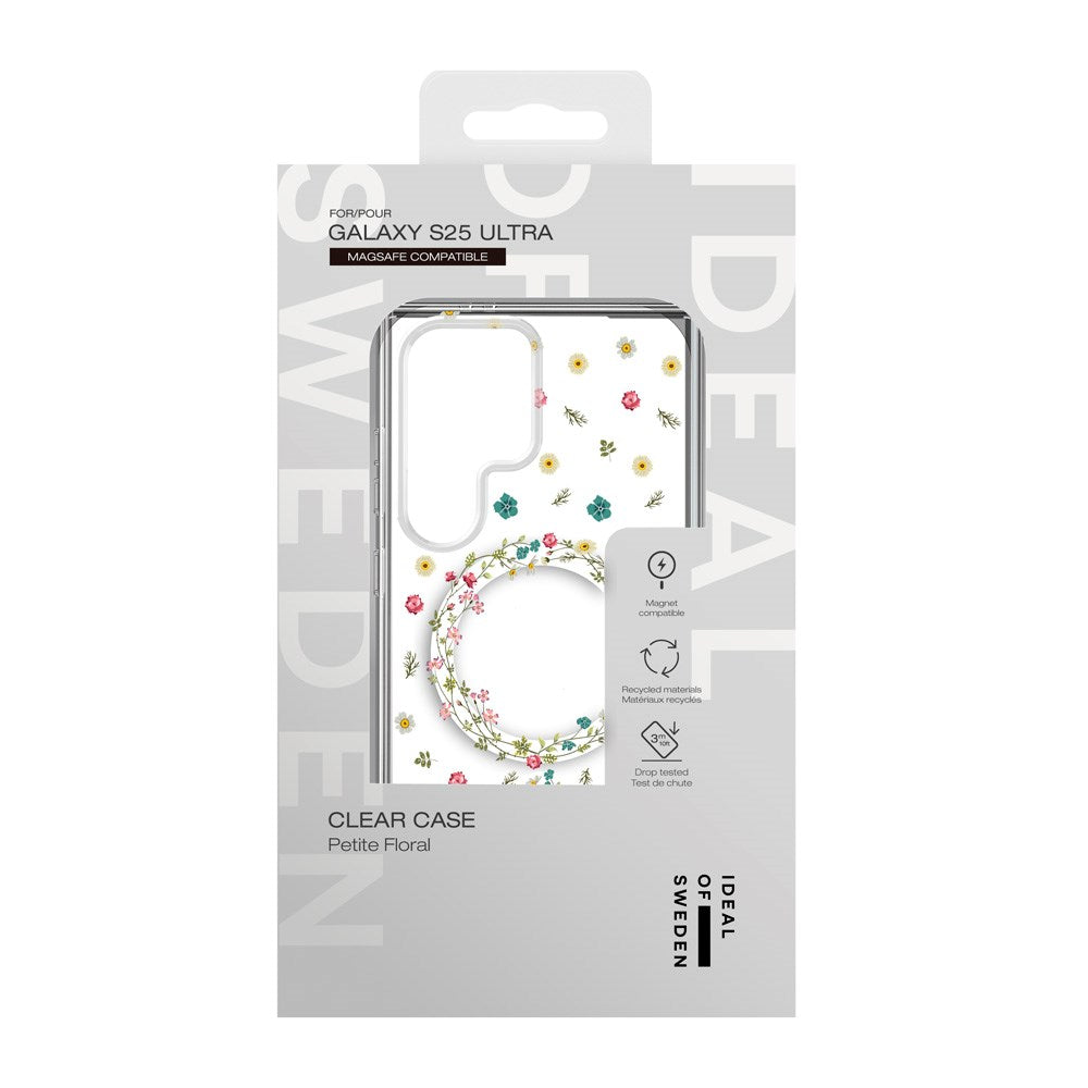 Samsung Galaxy S25 iDeal Of Sweden Clear Deksel - Trådløs Lading - Petite Floral