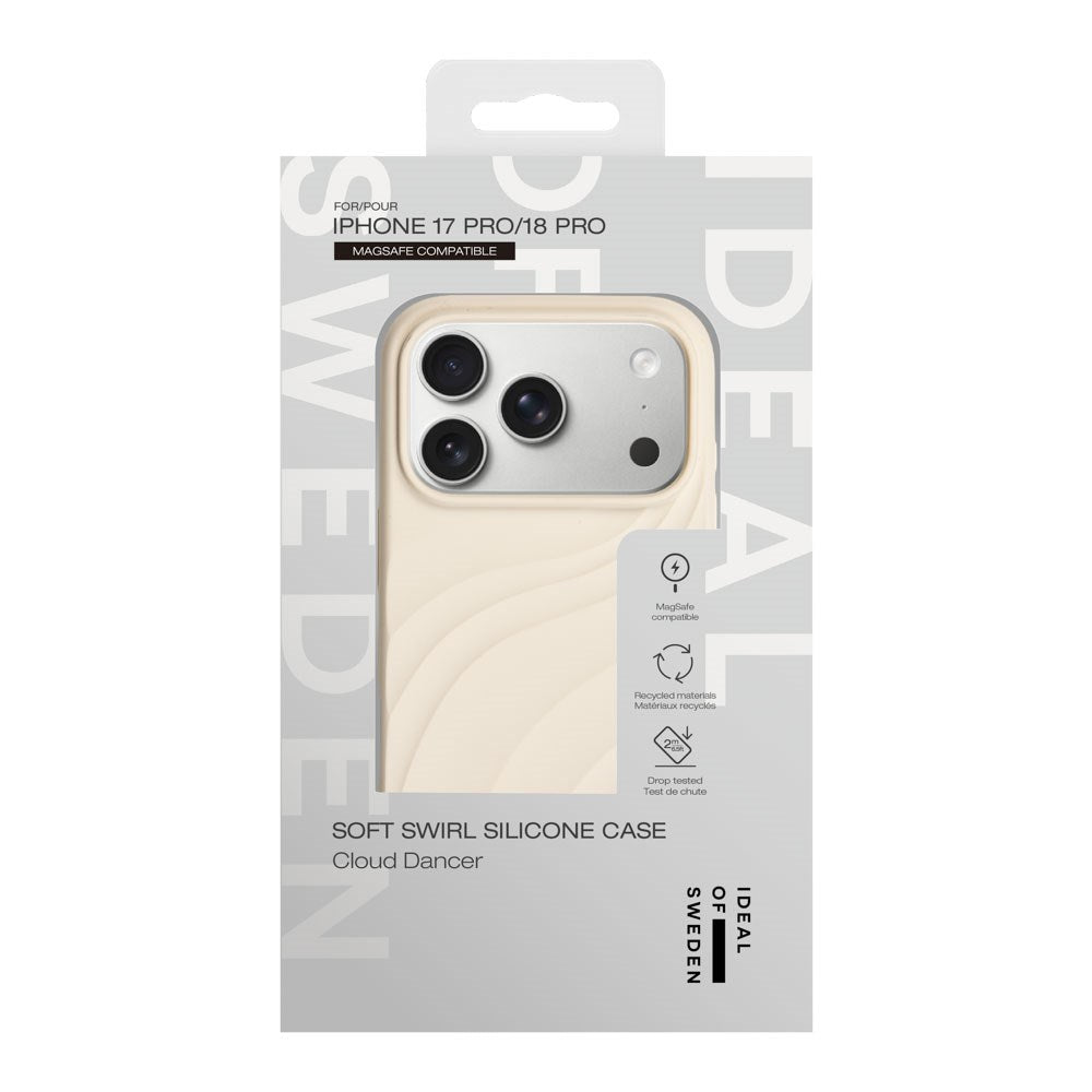 iPhone 18 Pro / 17 Pro iDeal of Sweden Soft Swirl Silicone Deksel - MagSafe Kompatibel - Cloud Dancer