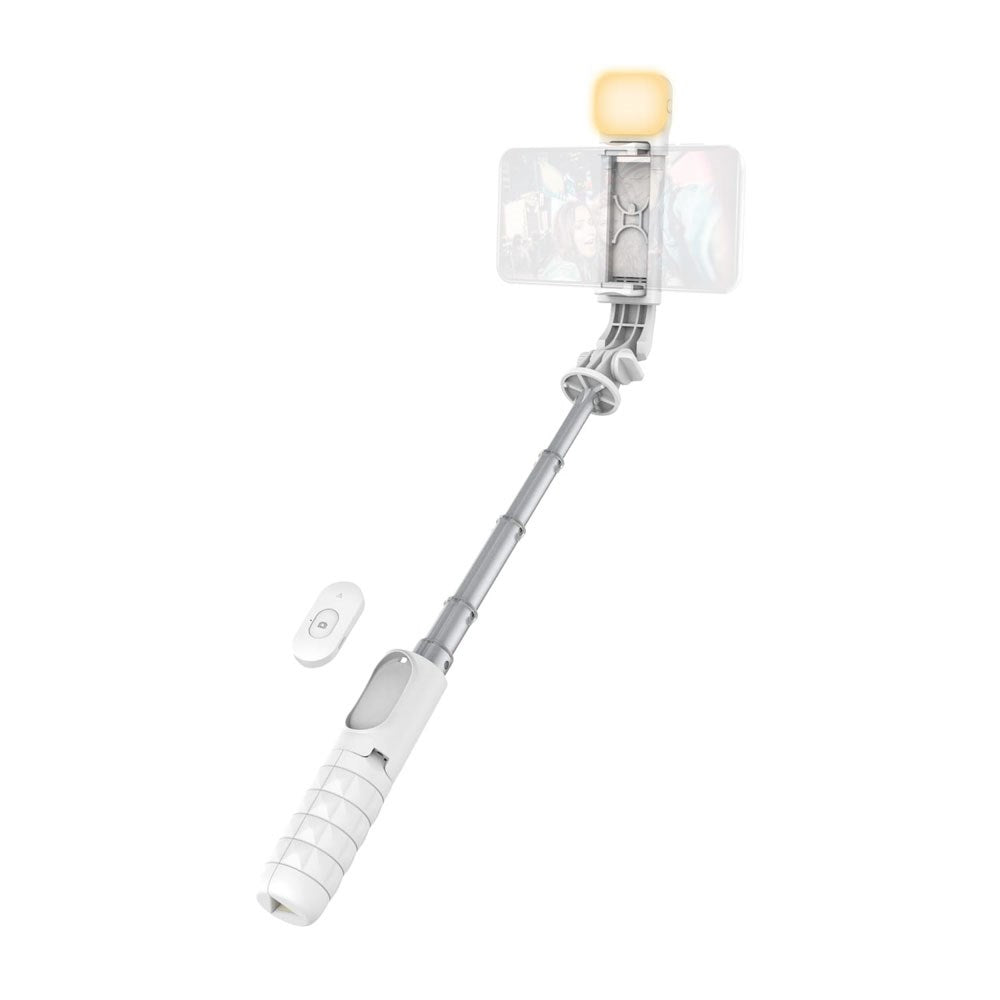 T'NB Influence Pro 2-i-1 Selfie Stick med Stativfunksjon og LED-Lys - Hvit