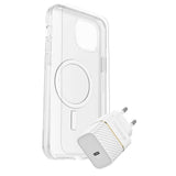 OtterBox iPhone 15 Plus Protection + Power Kit - MagSafe Deksel, Skjermbeskyttelse & 30W Vegglader - Gjennomsiktig / Hvit