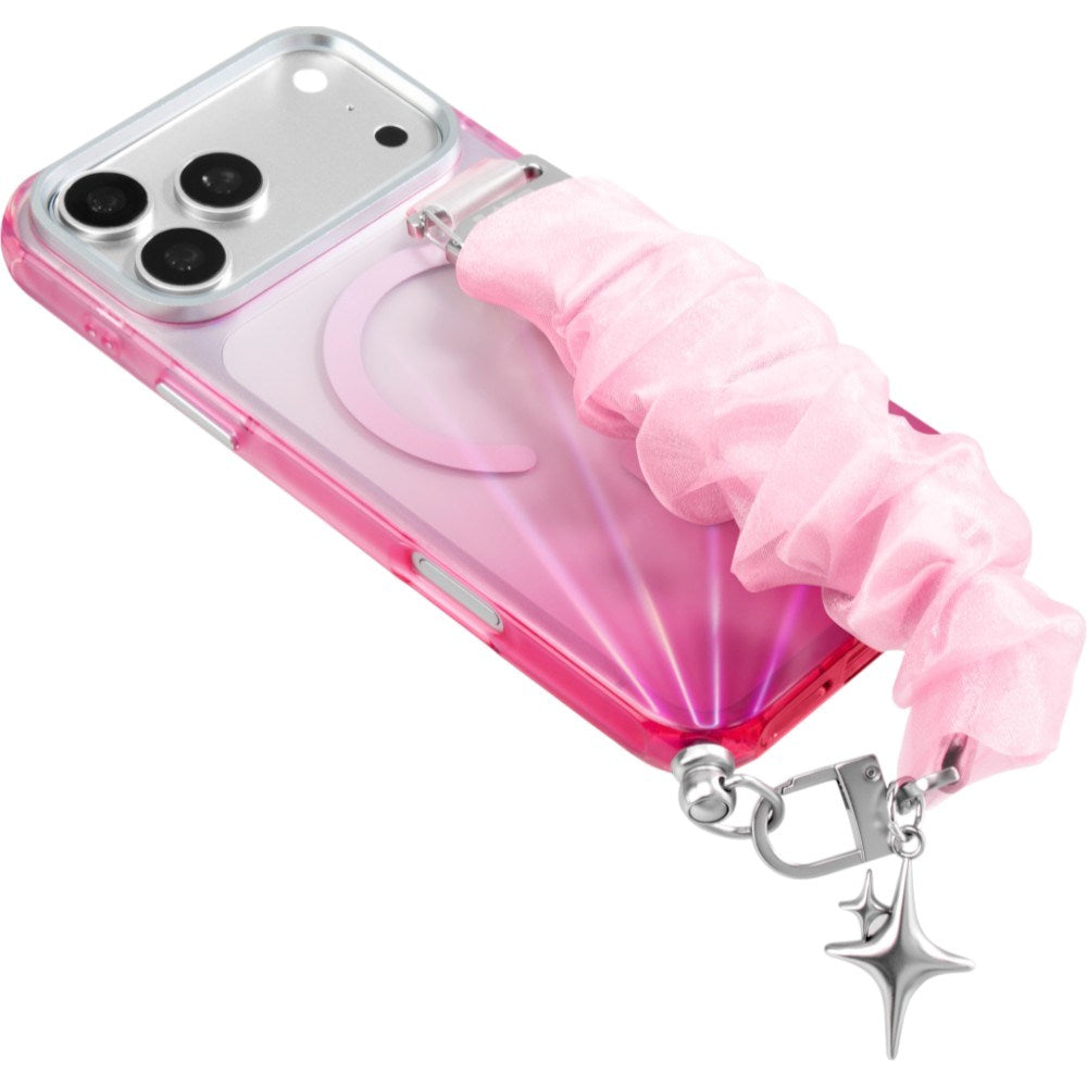 iPhone 18 Pro Max / 17 Pro Max LAUT NOVA GLOW Deksel med Stropp og Stjerne Smykke - MagSafe Kompatibel - Rosa