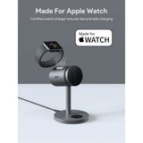 Aukey MagFusion 3-i-1 15W Trådløs Lader for Smarttelefon / Apple Watch / AirPods - MagSafe / Qi2 Kompatibel - Grå