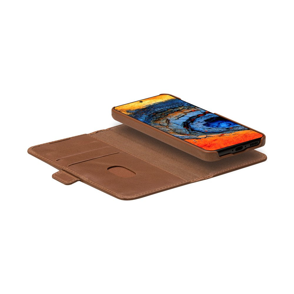 Samsung Galaxy S25 - dbramante1928 Lynge Ekte Skinn 2-i-1 Flip Deksel - Tan