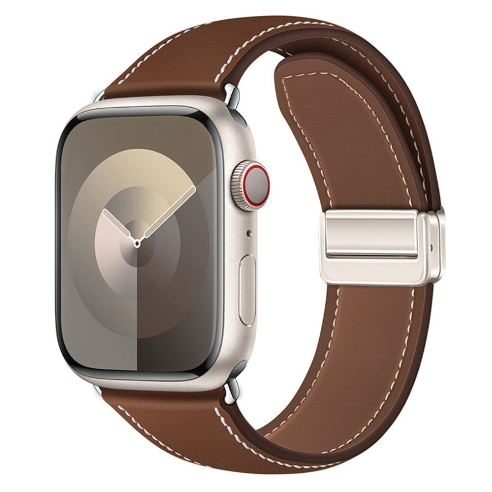 Apple Watch (42/44/45/46/49 mm) Lippa Magnetisk Klokkerem i Kunstskinn - Brun