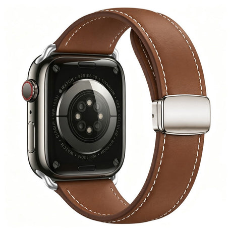Apple Watch (42/44/45/46/49 mm) Lippa Magnetisk Klokkerem i Kunstskinn - Brun