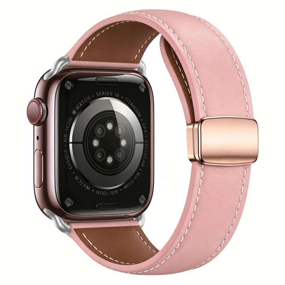 Apple Watch (42/44/45/46/49 mm) Lippa Magnetisk Klokkerem i Kunstskinn - Rosa
