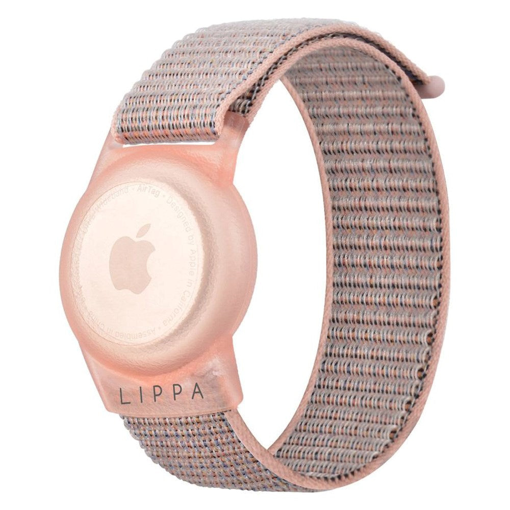 Lippa Justerbart Nylon Armbånd for AirTag 1. & 2. Gen. - Rosa