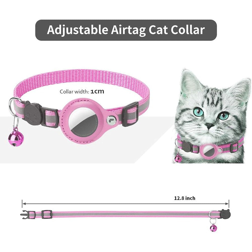Lippa Halsbånd med AirTag 1. & 2. Gen. Kunst Skinnveske - 22-32 cm - Rosa