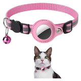 Lippa Halsbånd med AirTag 1. & 2. Gen. Kunst Skinnveske - 22-32 cm - Rosa