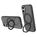 iPhone 17 Lippa Hybrid Plast Deksel m. 360 Roterende Kickstand - MagSafe Kompatibel - Matt / Svart