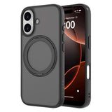 iPhone 17 Lippa Hybrid Plast Deksel m. 360 Roterende Kickstand - MagSafe Kompatibel - Matt / Svart