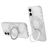 iPhone 17 Lippa Hybrid Plast Deksel m. 360 Roterende Kickstand - MagSafe Kompatibel - Gjennomsiktig / Sølv