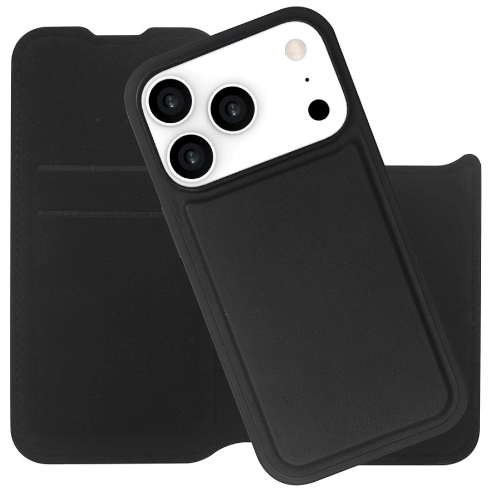 iPhone 17 Pro Max / 18 Pro Max Lippa Wallet Kunstskinn 2-i-1 Flip Deksel - MagSafe Kompatibel - Svart