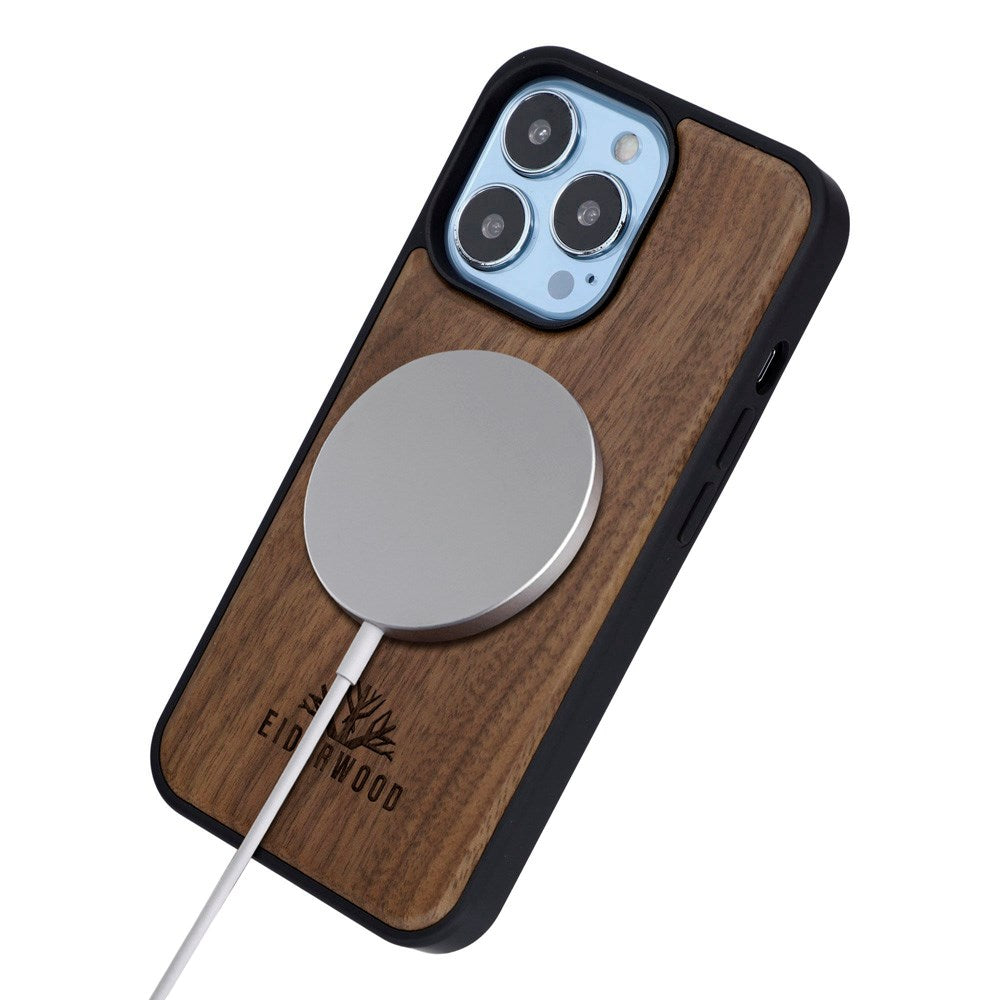 EIDERWOOD iPhone 14 Pro Magnetisk Tredeksel - MagSafe Kompatibel - Valnøtttre