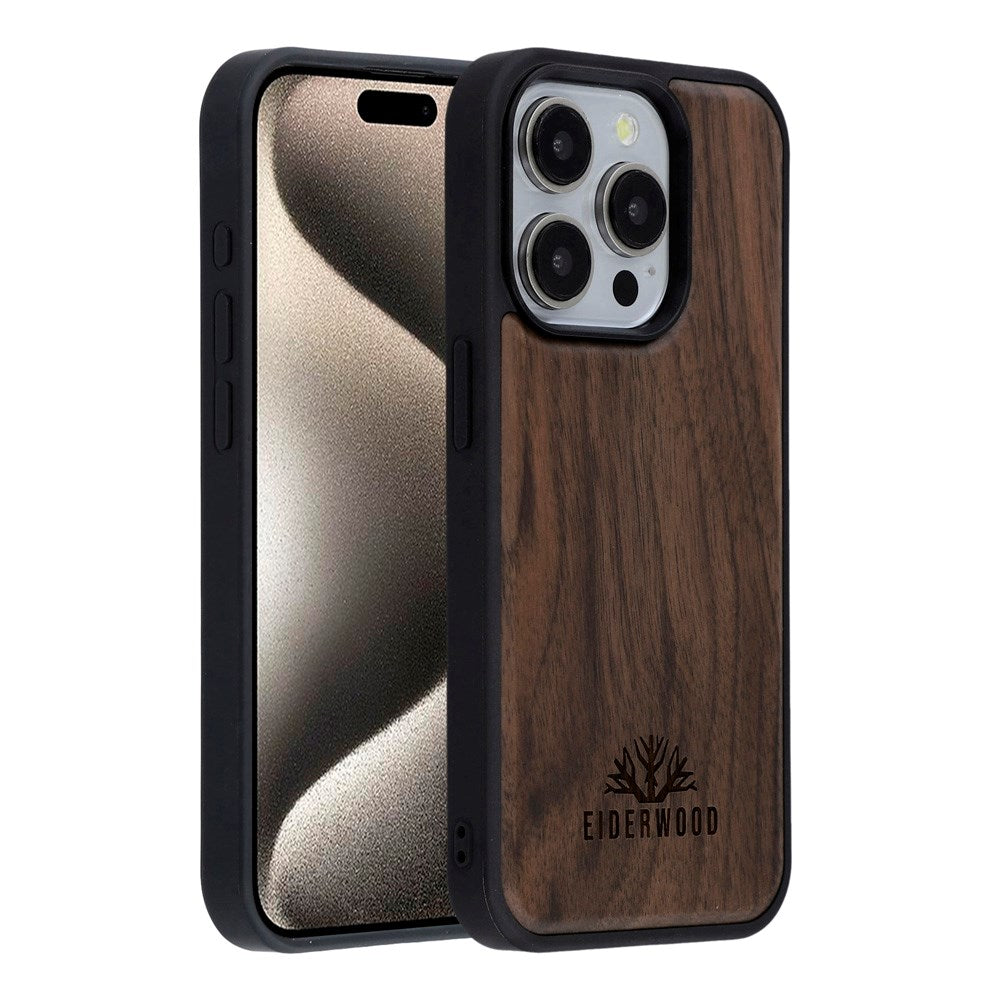 EIDERWOOD iPhone 15 Pro Magnetisk Tredeksel - MagSafe Kompatibel - Valnøtttre