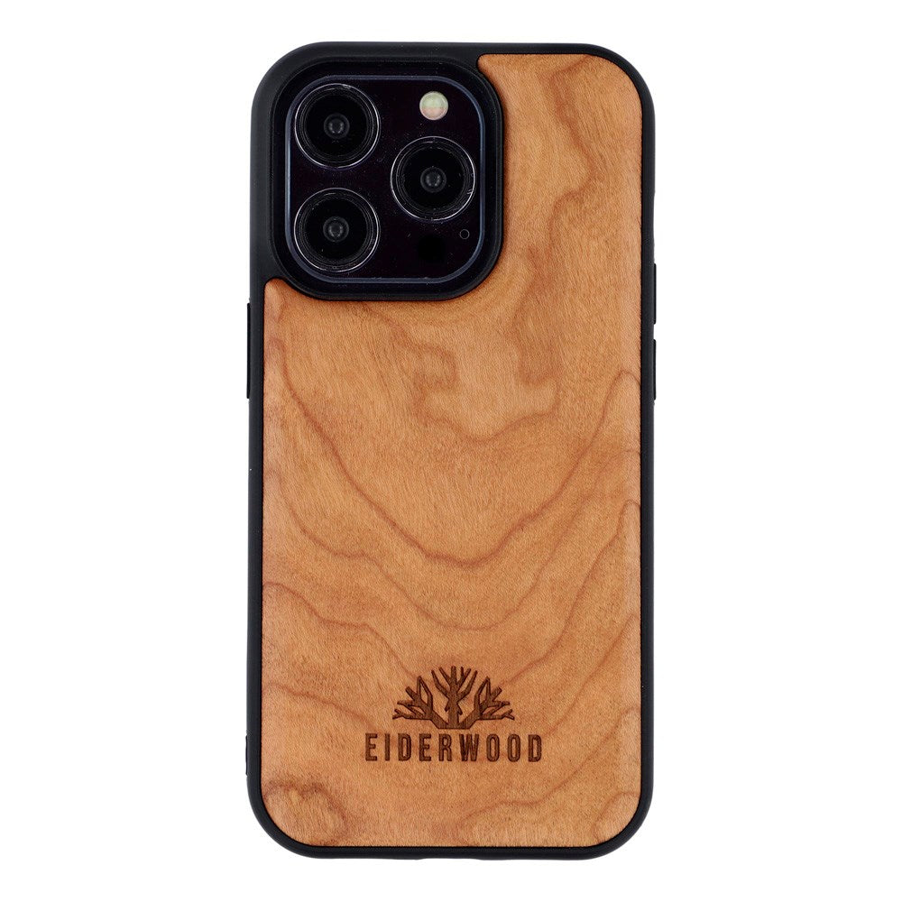 EIDERWOOD iPhone 14 Pro Magnetisk Tredeksel - MagSafe Kompatibel - Kirsebærtre