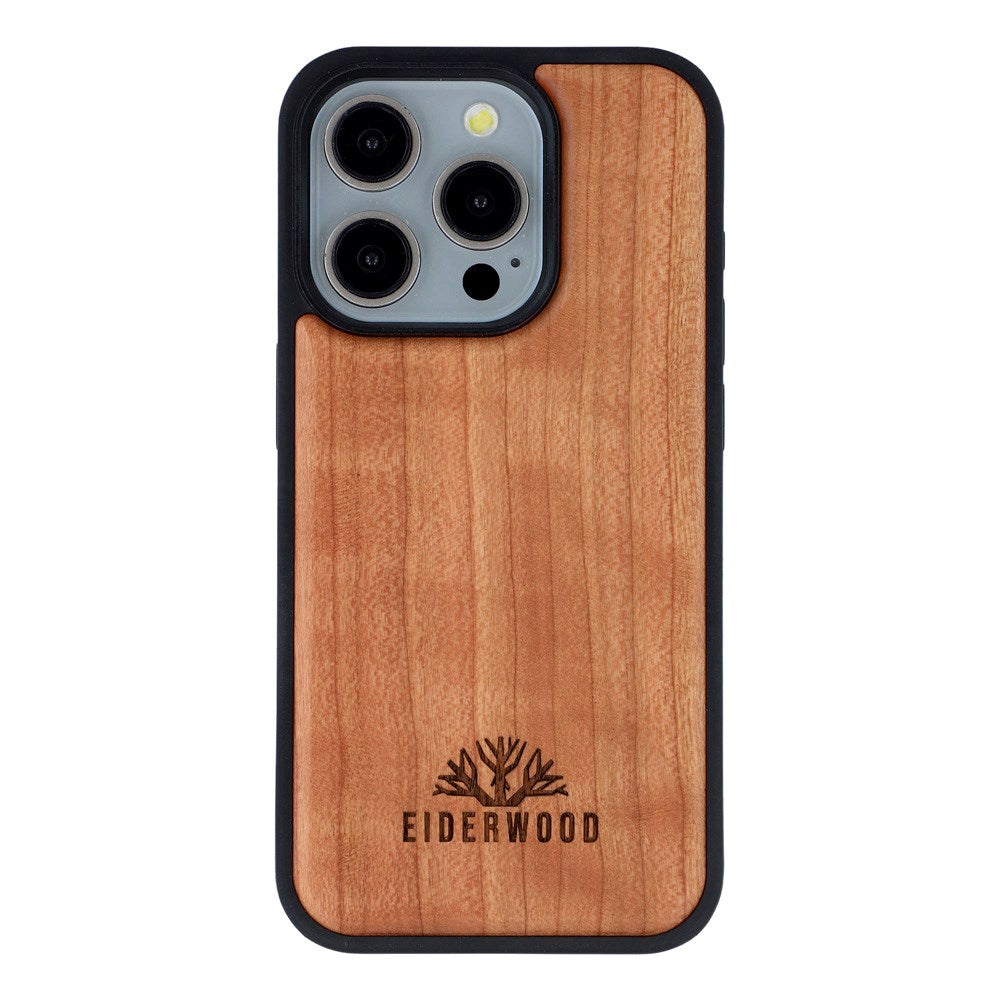 EIDERWOOD iPhone 15 Pro Magnetisk Tredeksel - MagSafe Kompatibel - Kirsebærtre