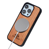 EIDERWOOD iPhone 15 Pro Magnetisk Tredeksel - MagSafe Kompatibel - Kirsebærtre