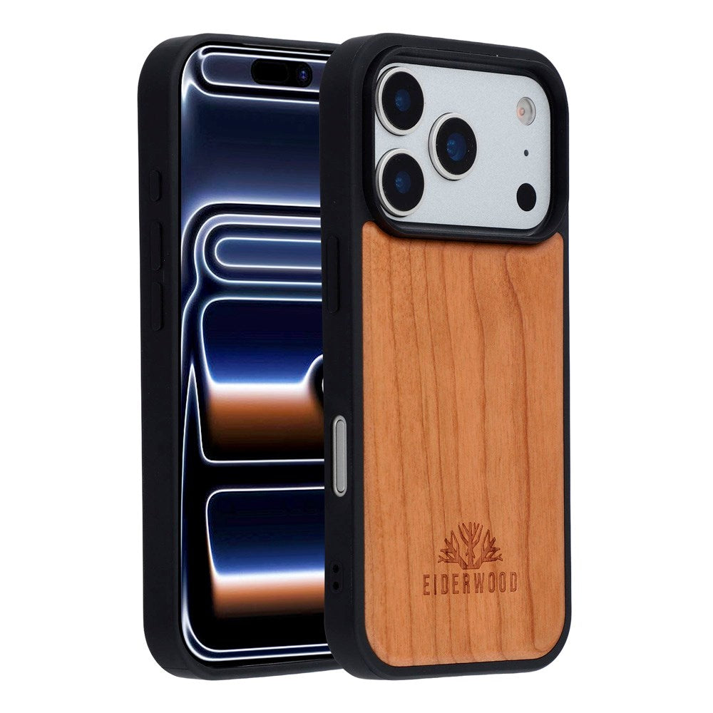 EIDERWOOD iPhone 17 Pro Magnetisk Tredeksel - MagSafe Kompatibel - Kirsebærtre