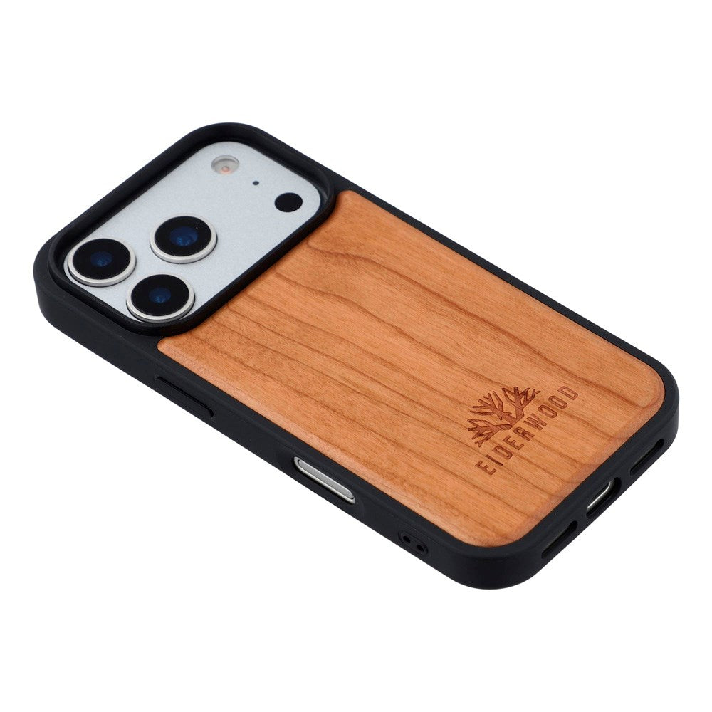EIDERWOOD iPhone 17 Pro Magnetisk Tredeksel - MagSafe Kompatibel - Kirsebærtre