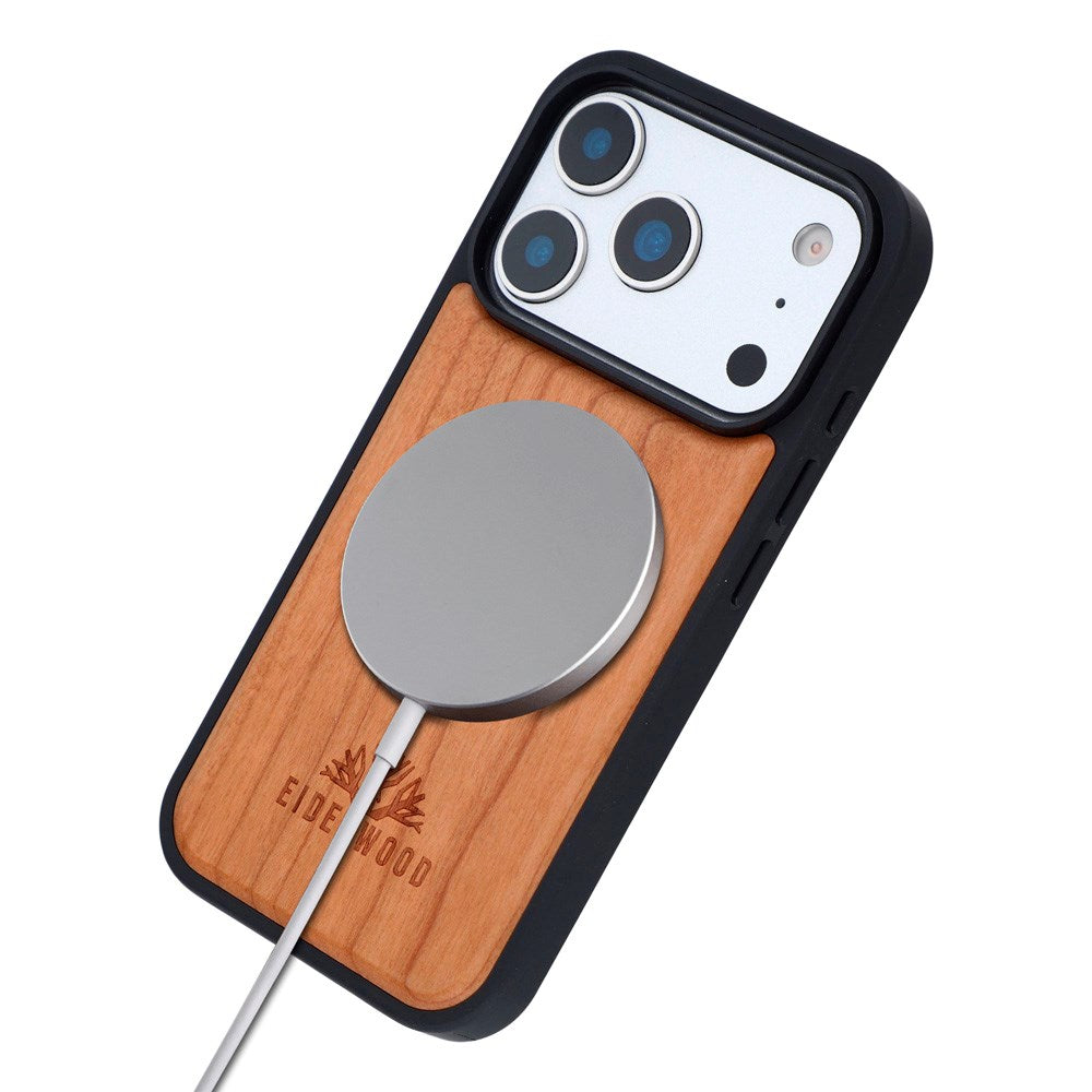 EIDERWOOD iPhone 17 Pro Magnetisk Tredeksel - MagSafe Kompatibel - Kirsebærtre