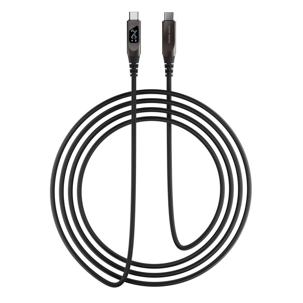Mobile Origin 240W USB-C til USB-C Kabel med Skjerm - 1,5 m - Svart