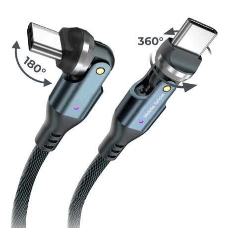 Mobile Origin 240W USB-C til USB-C Kabel med 540° Roterende Ledd – 1 m - Grå