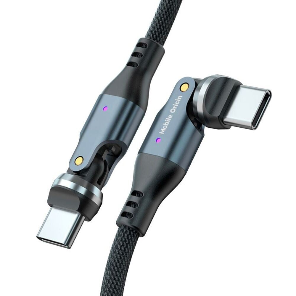 Mobile Origin 240W USB-C til USB-C Kabel med 540° Roterende Ledd – 1 m - Grå
