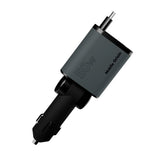 4-i-1 Bilopplader Mobile Origin 50 W med USB-C- og USB-A-port og Uttrekkbar USB-C- og Lightning-kabel - Grå