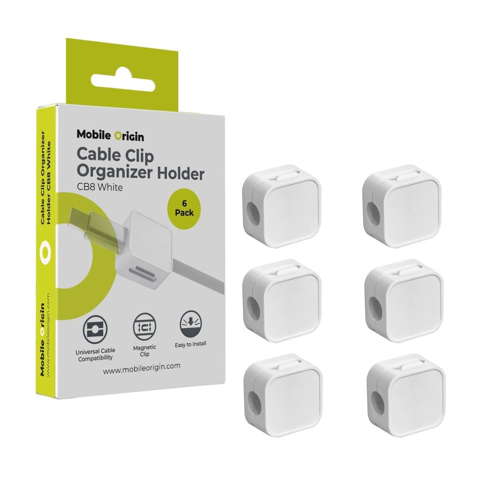 Mobile Origin Magnetisk Kabelholder - 6 stk. - Hvit