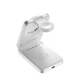3-i-1 Qi2 Sammenleggbar Trådløs Lader Mobile Origin - Telefon, Apple Watch & Øretelefoner – Sølv