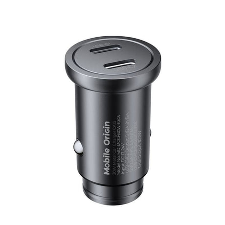 Bilopplader Mobile Origin 30 W med 2x USB-C - Svart