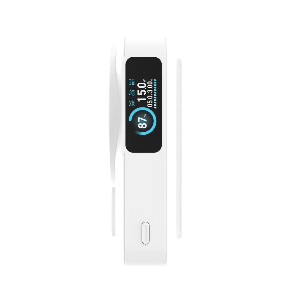 Mobile Origin 10 000 mAh Powerbank med Trådløs Lading / Innebygd USB-C Kabel - MagSafe / Qi2 Kompatibel - Hvit