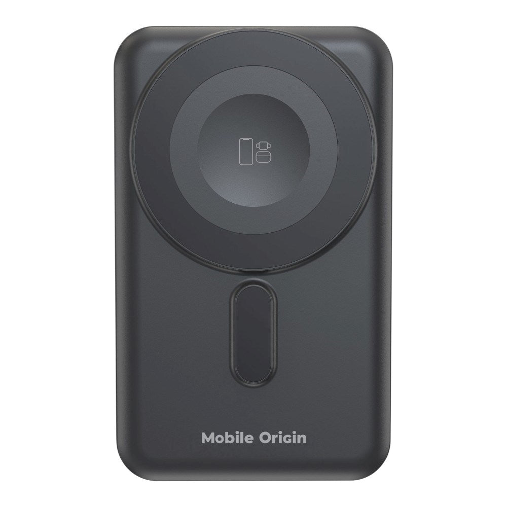 Magnetisk Powerbank 10000mAh Mobile Origin – USB-C og Lightning-kabel - Grå