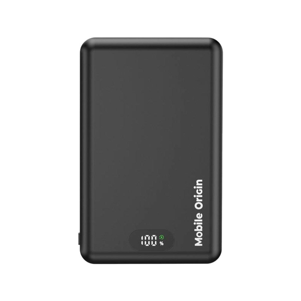 3-i-1 Powerbank 10000mAh  Mobile Origin m. Trådløs lading – MagSafe-kompatibel – Svart