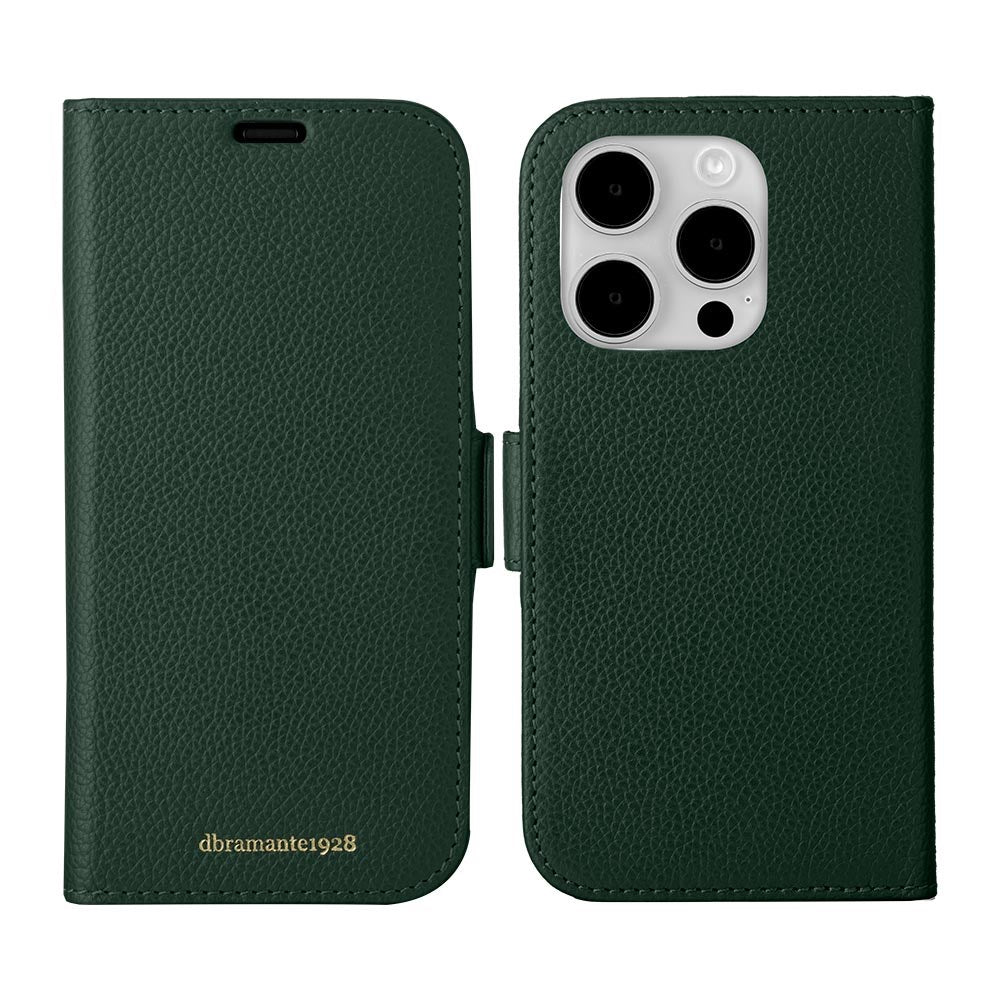 Dbramante1928 iPhone 15 Pro New York 2-i-1 Lær Flipdeksel - Grønn