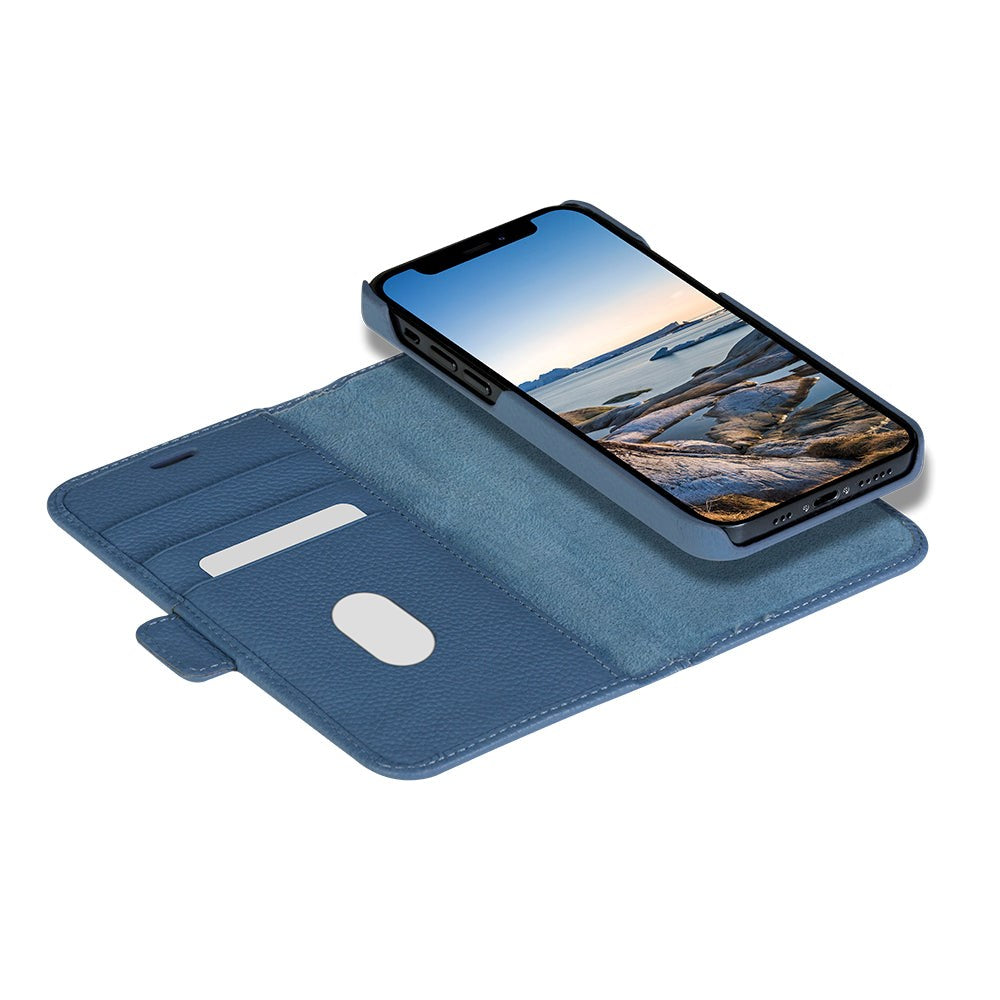 iPhone 13 Pro dbramante1928 New York Magnetisk Ekte Skinn Flip Deksel m. Lommebok - Ultra-marine Blue