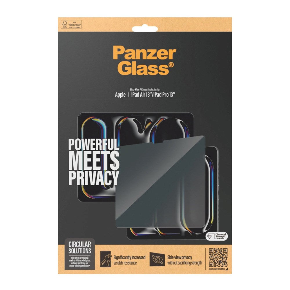 PanzerGlass Privacy Skjermbeskytter for Apple iPad Air 13" (2026 / 2025 / 2024) / iPad Pro 13'' 2024 - Ultra-Wide Fit