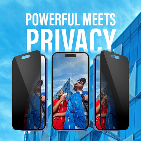 iPhone 15 / 16 PanzerGlass Ultra Wide Fit Skjermbeskyttelse m. EasyAligner - Privacy - Diamond Strength - Gjennomsiktig / Svart Kant
