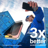 iPhone 15 / 16 PanzerGlass Ultra Wide Fit Skjermbeskyttelse m. EasyAligner - Privacy - Diamond Strength - Gjennomsiktig / Svart Kant
