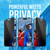 iPhone 15 Plus / 16 Plus PanzerGlass Ultra Wide Fit Skjermbeskyttelse m. EasyAligner - Privacy - Diamond Strength - Gjennomsiktig / Svart Kant