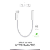 Puro Flettet Adapter USB-C til 3,5 mm Jack - 15 cm - Hvit