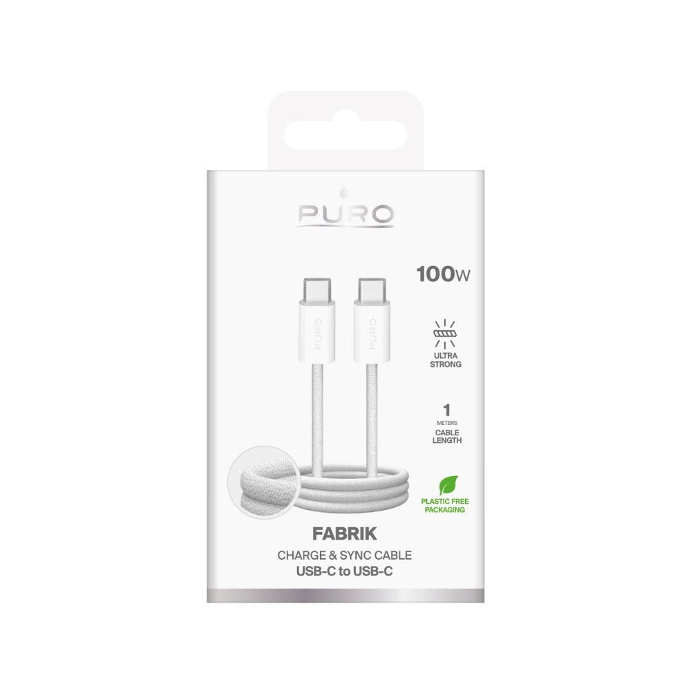 Puro Fabrik USB-C til USB-C 100W & 5 Gbps Kabel - 1 m - Hvit