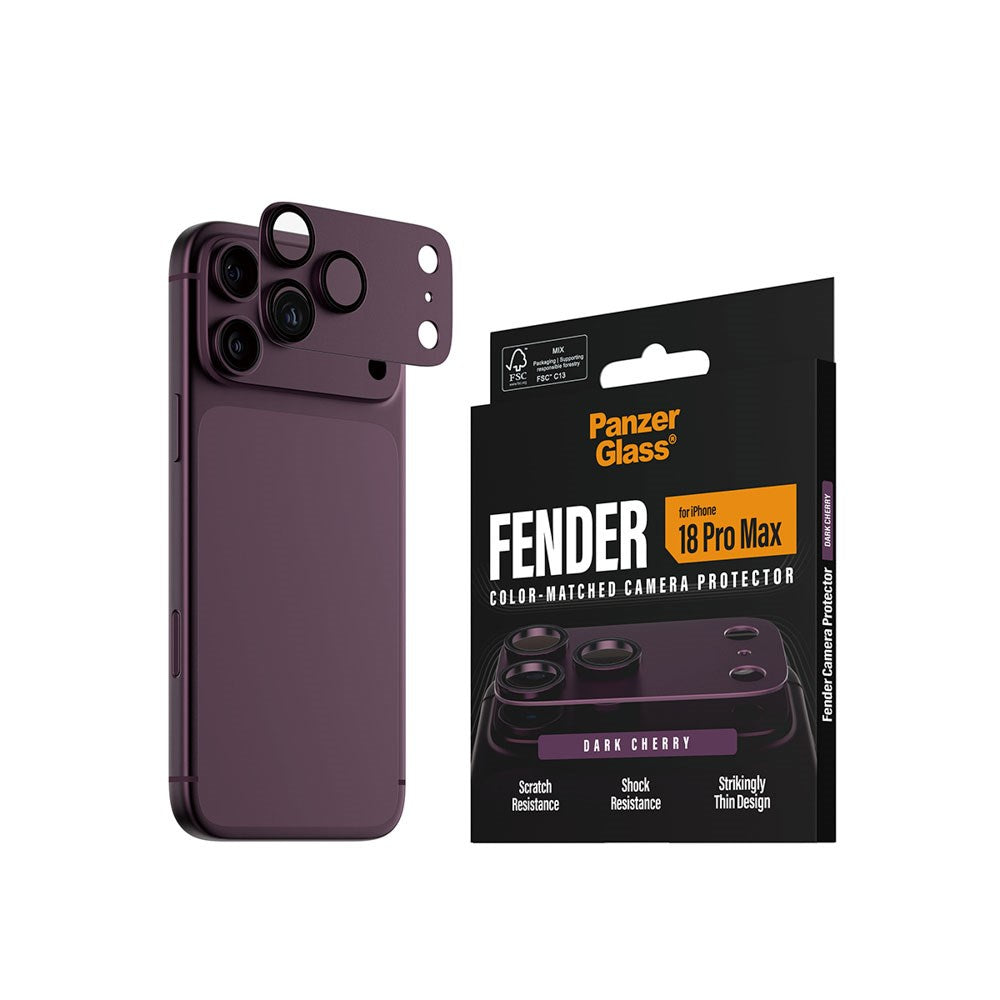 iPhone 18 Pro Max PanzerGlass FENDER Kameralinsebeskyttelse - Dark Cherry