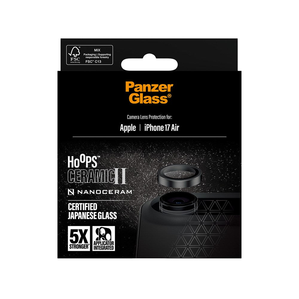 PanzerGlass iPhone Air Ceramic Hoops Kameralinsebeskyttelse med Monteringsramme - Svart