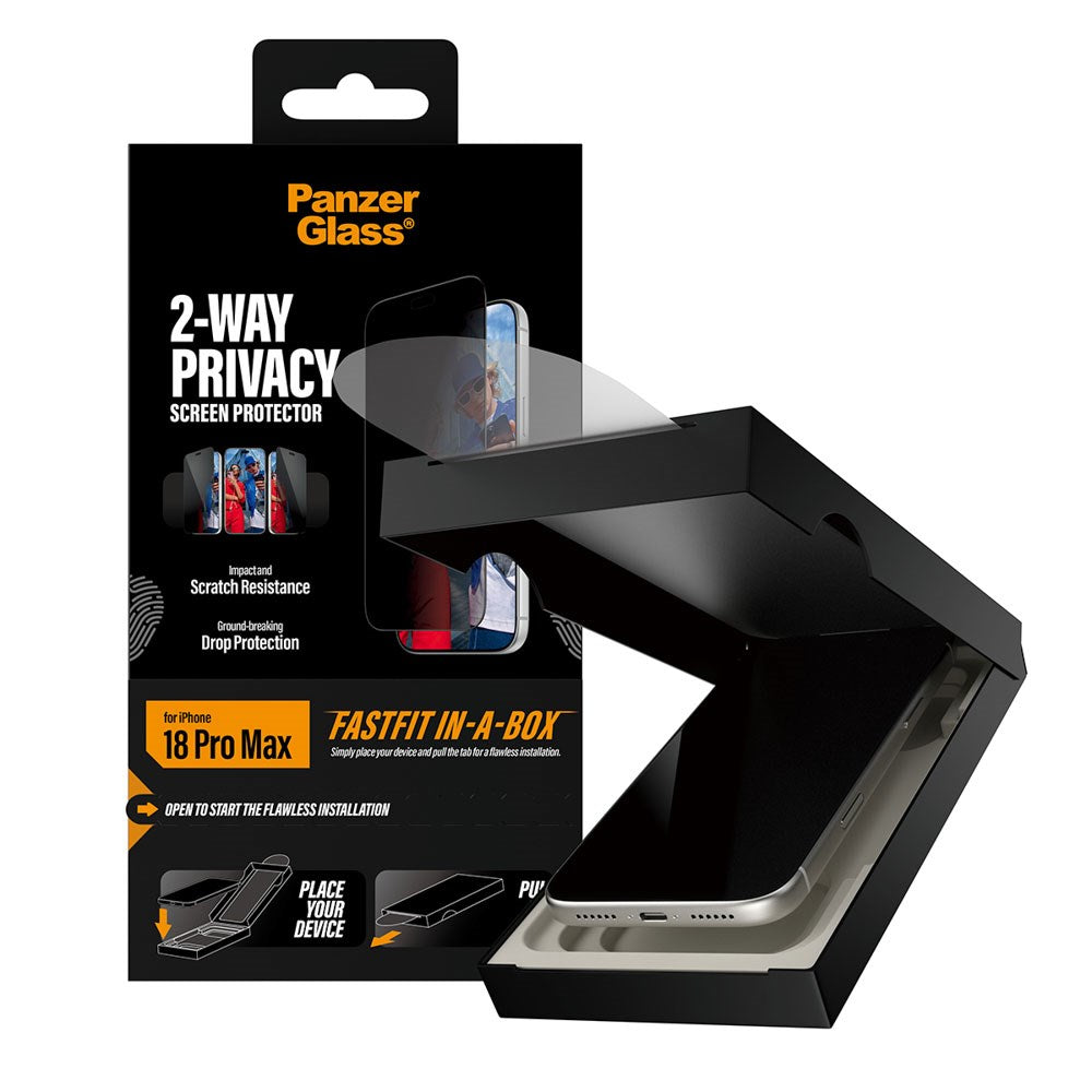 iPhone 18 Pro Max PanzerGlass Ultra Wide Fit Skjermbeskyttelsesglass m. FastFit In-A-Box - Privacy - Gjennomsiktig